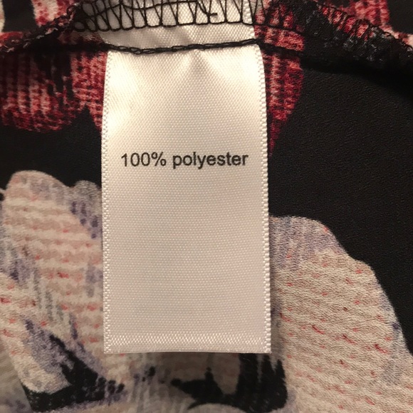 EUC WMN SZ M navy blue & floral 3/4 length blouse - Picture 5 of 5